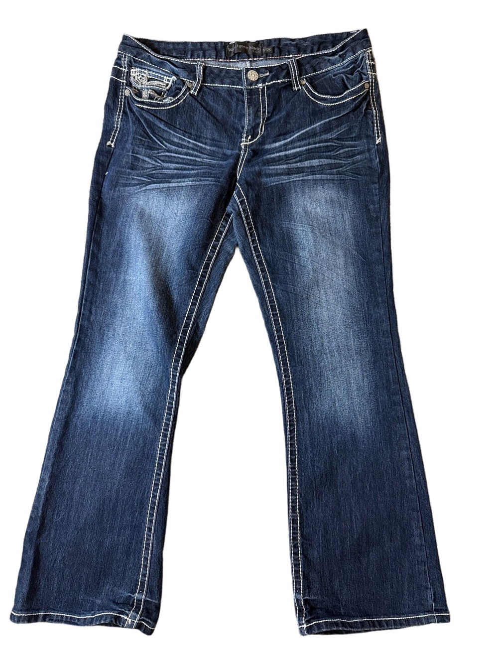 Forever 21 Dark Blue Wide Leg Jeans with Contrast Stitching SKU1583